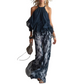 👗✨ Elegant halterneck tvådelat set med vida ben i chiffong