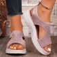 👡✨ Glittrande stickade platåsandaler