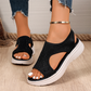 👡✨ Glittrande stickade platåsandaler