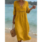 👗🌬️ Elegant avslappnad V-ringad sommarklänning med genombruten kant