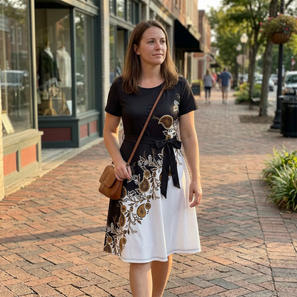 👗🌸 Elegant A-linje blommig polyesterklänning