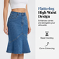 👗👖 Elegant högmidjad denimkjol med fiskstjärtfåll