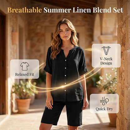 👕🩳 Andningsbart linne-set med V-ringning och shorts