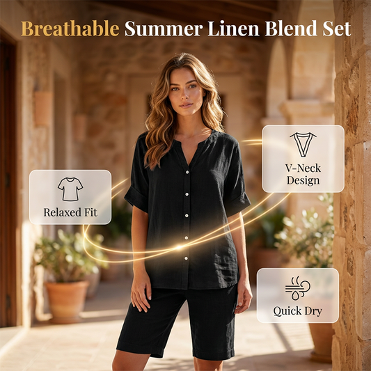 👕🩳 Andningsbart linne-set med V-ringning och shorts