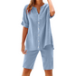 👕🩳 Andningsbart linne-set med V-ringning och shorts