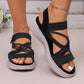 👡✨ Elastiska korsbandssandaler med plattform och justerbar rem
