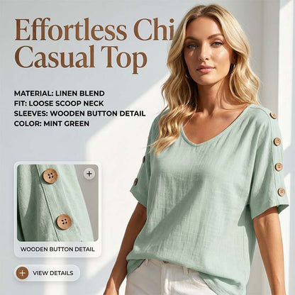 👕🌿 Enkel scoop-neck topp i bomull-linne