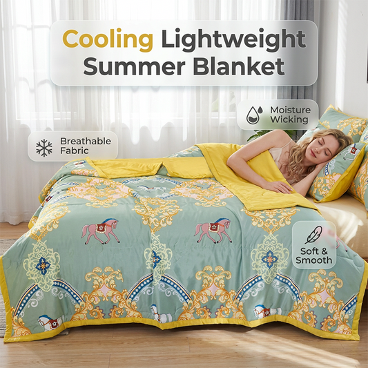 🛌🌿 Sval lätt sommarfilt med vintage mönster