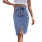 👗👖 Högmidjad jeanskjol med slits och fickor