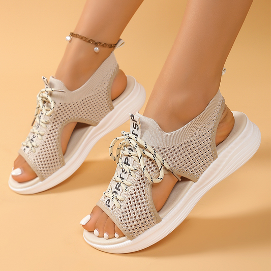 👡🌬️ Andningsbara peep-toe wedge sandaler i mesh