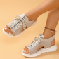 👡🌬️ Andningsbara peep-toe wedge sandaler i mesh
