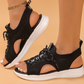 👡🌬️ Andningsbara peep-toe wedge sandaler i mesh