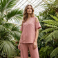 👗👖 Avslappnat set med V-hals och vida ben