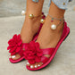 👡🌸 Platt sandal med blomma och metallrem
