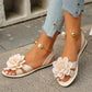 👡🌸 Platt sandal med blomma och metallrem