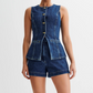 👖👕 Högmidjat denimset med ärmlös topp