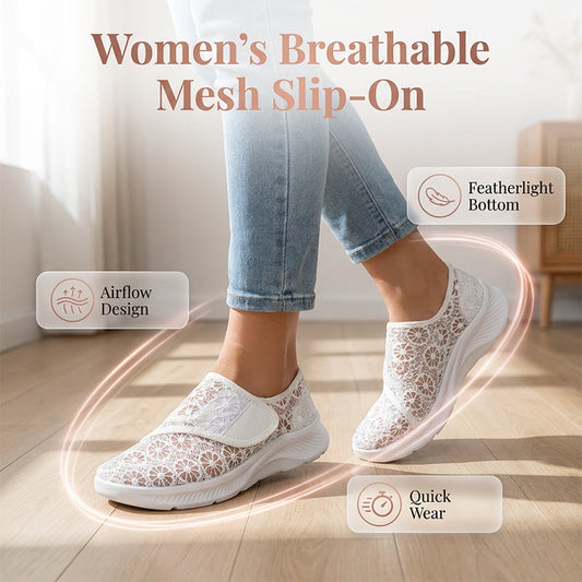 👟🌸 Mesh slip-on skor med blommönster