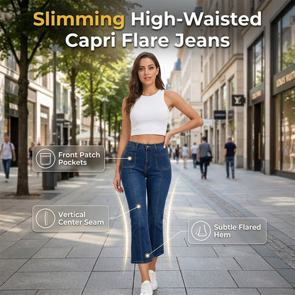 👖✨ Högmidjade caprijeans med vida ben