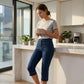 👖✨ Högmidjade caprijeans med vida ben