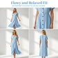 👗🌸 Elegant V-ringad linneklänning med asymmetriska knappar