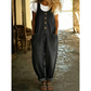 👗👖 Casual jumpsuit med vida ben, fickor och vintageknappar