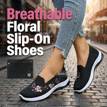 👟🌸 Blommiga mesh slip-on skor