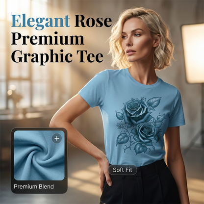 👕🌹 Elegant blåros premium t-shirt