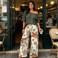 🌴👗 Tropiskt asymmetriskt tvådelat set med vida ben