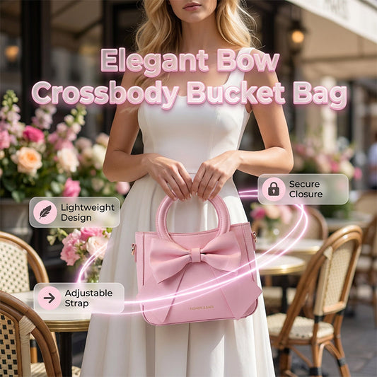 🎀 Elegant rosett handväska i PU-läder