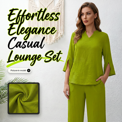 👚👖 Elegant plus size set med V-ring och vida ben