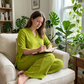 👚👖 Elegant plus size set med V-ring och vida ben