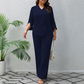 👚👖 Elegant plus size set med V-ring och vida ben