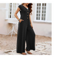 ✨ Elegant V-ringad jumpsuit med vida ben och fickor