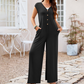 ✨ Elegant V-ringad jumpsuit med vida ben och fickor