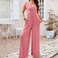 ✨ Elegant V-ringad jumpsuit med vida ben och fickor