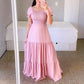 👗🌸 Smockad axelbar tiered sommarklänning