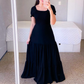 👗🌸 Smockad axelbar tiered sommarklänning