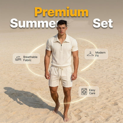 👕🩳 Sommarset med dragsko och kortärmad modern krage