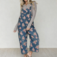 👖🌸 Denimoverall med blommönster och justerbara hängslen