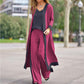 👗✨ Elegant 3-delat set med cardigan, väst och vida ben