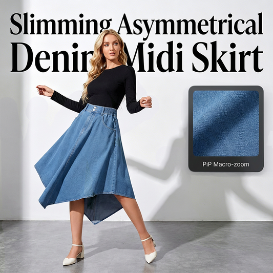 👗✨ Asymmetrisk denim midikjol med fickor