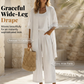 👗🌴 3-delat resort lounge set med linne och vida ben