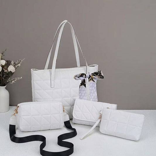 👜✨ Elegant 4-delat quiltat handväskeset