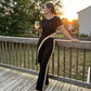 ✨👖 Asymmetriskt tvådelat set med vida ben och kontrastränder