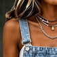 👗 Denim overallklänning med slits och remmar