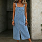 👗 Denim overallklänning med slits och remmar