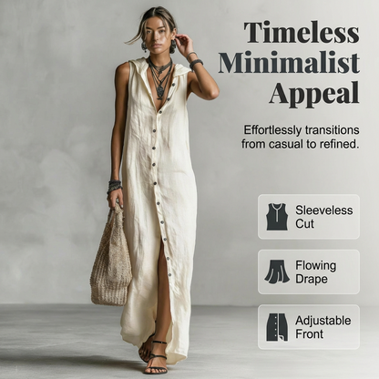 👗🧥 Avslappnad hoodad maxiklänning med knappar