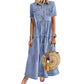 👗✨ Klassisk knapp-front denim maxiklänning