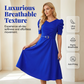 Women's Elegant V-Neck Solid Color Midi Dress