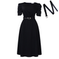 Women's Elegant V-Neck Solid Color Midi Dress